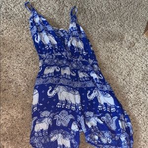 HP Blue elephant print romper
